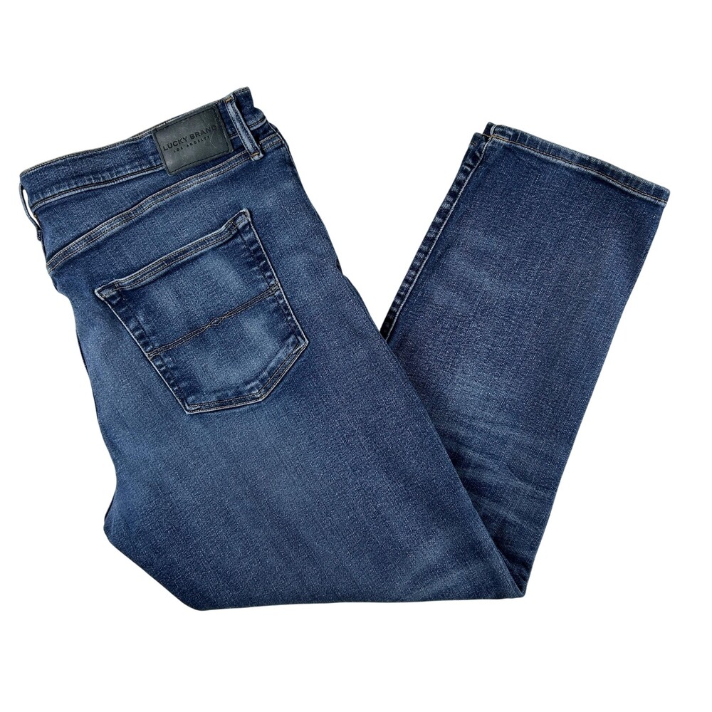 Lucky Brand 223 Straight Jeans Mens 40x29 Medium Wash Stretch Denim Zip Fly